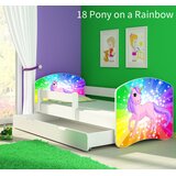  Dječji krevet ACMA s motivom, bočna bijela + ladica 160x80 cm 18 Pony on a rainbow | shoptok.hr
