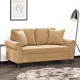 vidaXL Kavč dvosed z okrasnimi blazinami rjav 120 cm žamet Cene