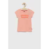 Levi's Otroška bombažna kratka majica roza barva