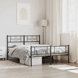 vidaXL Metalni okvir kreveta uzglavlje i podnožje crni 140x200 cm Cijene