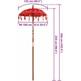  Balineški Parasol Crvena 125 x 125 x 260 cm | shoptok.hr