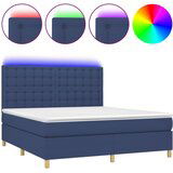  The Living Store Box spring postelja z vzmetnico LED modra 160x200 cm blago - Box Spring Postelja, (21454189) | Shoptok.si