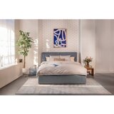 Bonami Selection Modra oblazinjena zakonska postelja z odlagalnim prostorom z ležiščem/roštom 160x200 cm Thessa Bold - | Shoptok.si