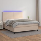  Krevet box spring madrac LED cappuccino 160x200cm umjetna koža | shoptok.hr