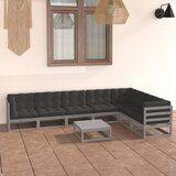 The Living Store Vrtna sedežna garnitura 8-delna z blazinami siva trdna borovina - Vrtna Sedežna Garnitura, (21422006) Cene