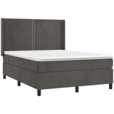  Box spring postelja z vzmetnico LED temno siva 140x190 cm žamet, (20726959) | Shoptok.si