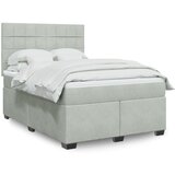 vidaXL Box spring postelja z vzmetnico svetlo siv 140x190 cm žamet | Shoptok.si