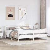  Okvir za krevet s uzglavljem bijeli 200x200 cm masivna borovina | shoptok.hr