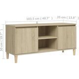 vidaXL TV ormarić s nogama od masivnog drva 103,5x35x50 cm boja hrasta | shoptok.hr