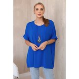 Kesi Oversized blouse with pendant cornflower blue Cijene