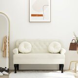 vidaXL Klop z naslonjalom krem 119,5x64,5x75 cm žamet | Shoptok.si