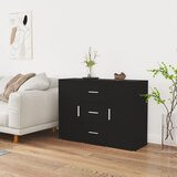 vidaXL Komoda črna 91x29,5x65 cm inženirski les Cene