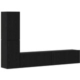 vidaXL Stenski TV kabinet 2 pcs Črna Orehovina Konstruiran les, (5000132533) | Shoptok.si