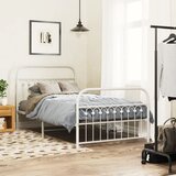 Maison Chic Kovinski Posteljni okvir - Enojna postelja - Postelja za odrasle z vzglavjem in vznožjem bel 100x190 cm, (21695499) | Shoptok.si
