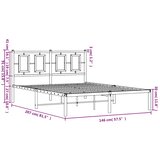  Metalni okvir za krevet s uzglavljem crni 140x200 cm | shoptok.hr