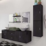 vidaXL 9-dijelni Crni Komplet Namještaja za Kupaonu s Umivaonikom | shoptok.hr