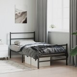 Metalni okvir kreveta s uzglavljem i podnožjem crni 100x190 cm | shoptok.hr