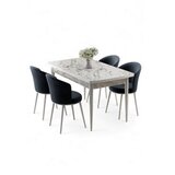 Hanah home Rasklopivi trpezarijski sto i stolice (5 delova) Asfel White Marble Anthracite | Eponuda.com