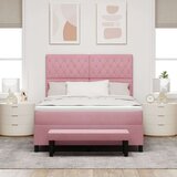 Box Spring Krevet s Madracem i Klupom Ružičasti 160x200 cm Baršun | shoptok.hr