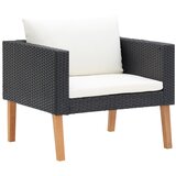Maison Chic Enojni vrtni kavč - Zunanji kavč z blazinami poli ratan črn, (22042031) | Shoptok.si