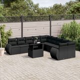  Vrtna sedežna garnitura 11-delna z blazinami črn poli ratan, (21146751) | Shoptok.si