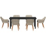 vidaXL Blagovaonski set 7 pcs Svijetlo siva i crna 200x100x74 cm | shoptok.hr