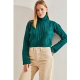 Bianco Lucci Women's Turtleneck Hair-Braided Knitwear Sweater Cene
