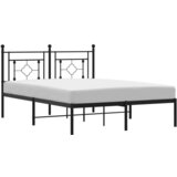Maison Chic Kovinski Posteljni okvir - Dvoposteljna postelja - Zakonska postelja z vzglavjem črn 140x190 cm, (21692407) Cene