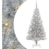 vidaXL Božično drevo med 150 LED z stojalom srebrna 150 cm PET | Shoptok.si