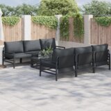 vidaXL Sjedeća garnitura za vrt s jastukom s jastukom 7 pcs Antracitno siva | shoptok.hr