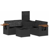  Set sofe 6 kom. Crna i Plava Poli Rattan i čelik | shoptok.hr