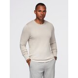 Ombre Men's sweater with round neckline in stretch knit with classic weave - beige Cijene
