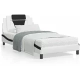  Krevet s madracem bijelo-crni 100 x 200 cm od umjetne kože