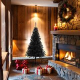  Umjetno božićno drvce sa stalkom crno 150 cm PVC | shoptok.hr