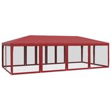 Šator za zabave s 12 mrežastih bočnih zidova crveni 8x4 m HDPE | shoptok.hr
