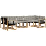  Set vanjskih sofa 7 kom. Bijela i svjetlosiva Smeđa 304 x 128,5 x 73 cm | shoptok.hr