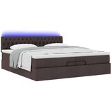  Otomanski posteljni okvir z vzmetnicami rjav 200x200 cm blago, (21653326) | Shoptok.si