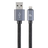 Gembird CCB-mUSB2B-AMLM-6 Cotton braided 8-pin cable with metal connectors, 1.8 m, black, blister | Eponuda.com