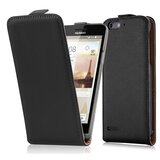 Cadorabo Ohišje, združljivo z Huawei ASCEND P6 MINI v kaviar črna - Zaščitni ovitek v obliki flipa iz gladkega umetnega usnja, (20558540) | Shoptok.si