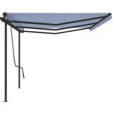  Automatska tenda na uvlačenje sa stupovima 6x3 5 m plavo-bijela | shoptok.hr