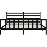  Okvir za krevet s uzglavljem crni 200 x 200 cm od masivnog drva | shoptok.hr
