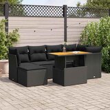  7-dijelni set vrtnih sofa od poliratana s jastucima crni Cijene