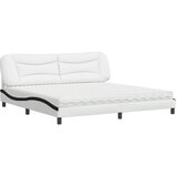  Krevet s madracem Hvar bijeli-crni 200 x 200 cm od umjetne kože | shoptok.hr