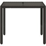 vidaXL Vrtna miza s stekleno ploščo črna 90x90x75 cm poli ratan | Shoptok.si