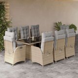 vidaXL 9-dijelni vrtni blagovaonski set od poliratana s jastucima bež | shoptok.hr