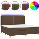 Krevet box spring s madracem LED tamnosmeđi 200x200 cm tkanina | shoptok.hr