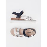 GOODIN White and navy platform sandals with metallic embellishment | Shoptok.si