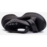 GOE Zazoo 2743 Suede Wedge Sandals Black | Shoptok.si