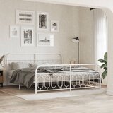 Metalni okvir kreveta uzglavlje i podnožje bijeli 200x200 cm | shoptok.hr