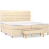  Krevet s oprugama i madracem krem 200 x 200 cm od tkanine | shoptok.hr